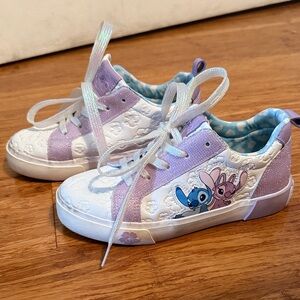 Disney Kids White & Lavender Stitch & Angel Low-Top Sneakers